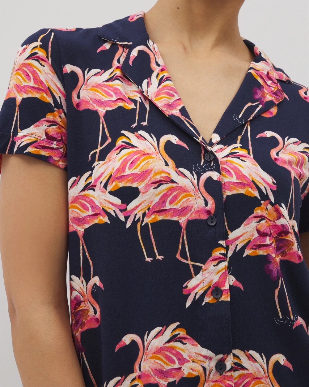 Short Sleeve Notch Collar Pajama Top - PARTY LIKE A FLOCK STAR N | Soma Women