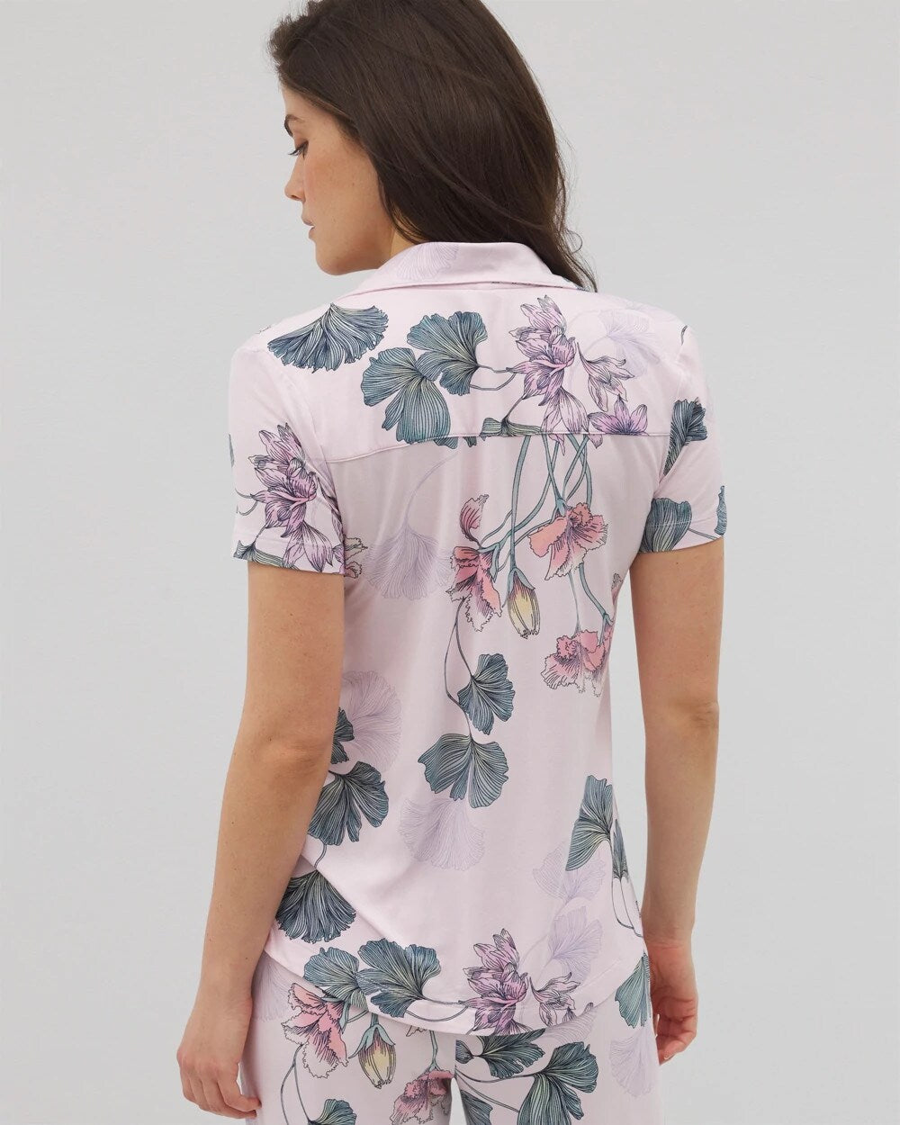 Short Sleeve Notch Collar Pajama Top - FLORAL HAVEN SUGAR COATED | Soma Women