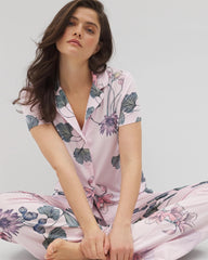 Short Sleeve Notch Collar Pajama Top - FLORAL HAVEN SUGAR COATED | Soma Women