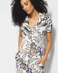 Short Sleeve Notch Collar Pajama Top - FLY BY NIGHT CHMPGNE DRMS | Soma Women