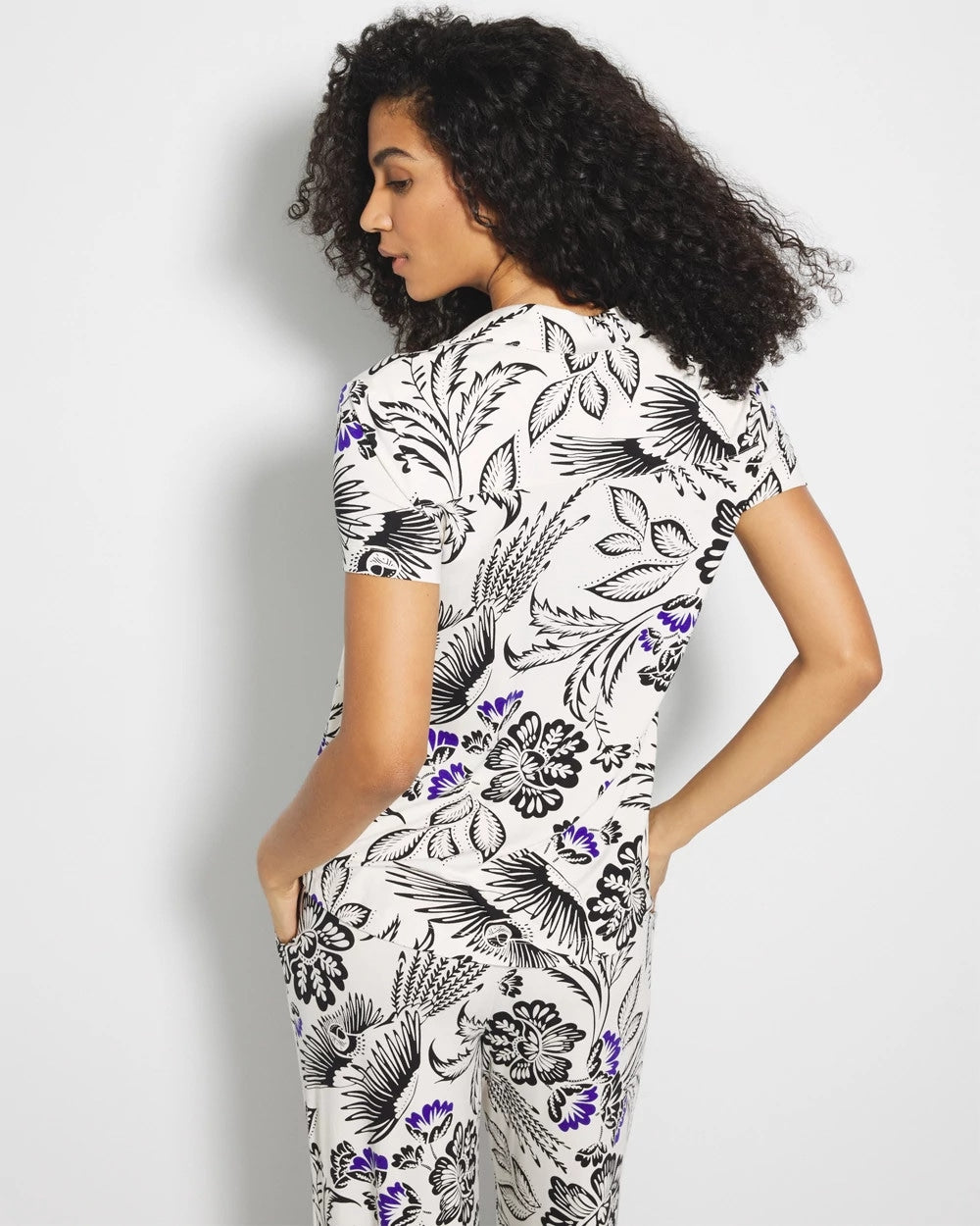 Short Sleeve Notch Collar Pajama Top - FLY BY NIGHT CHMPGNE DRMS | Soma Women