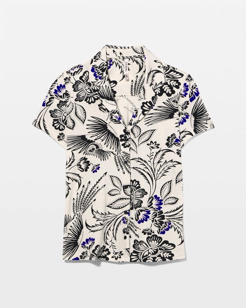 Short Sleeve Notch Collar Pajama Top - FLY BY NIGHT CHMPGNE DRMS | Soma Women