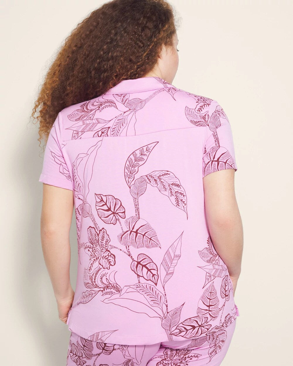 Short Sleeve Notch Collar Pajama Top - BALI BATIK META MAUVE | Soma Women