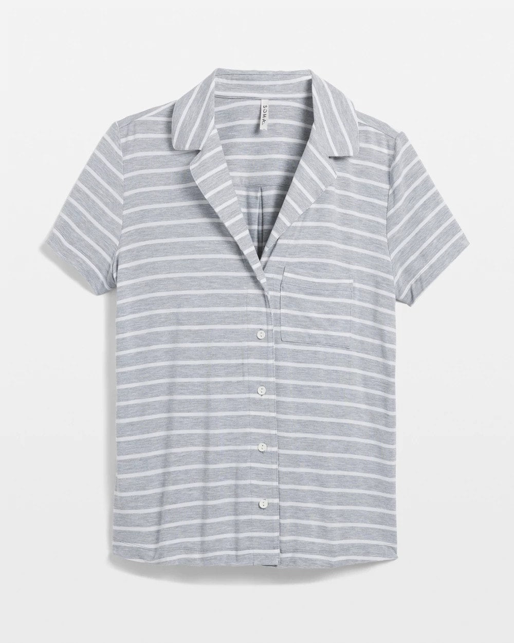 Short Sleeve Notch Collar Pajama Top - FUNDAMENTAL M HTHR OPAL G | Soma Women