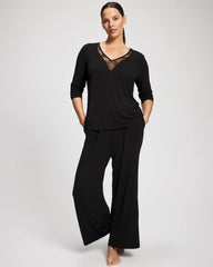 Lace Long Sleeve Pajama Top - BLACK | Soma Women