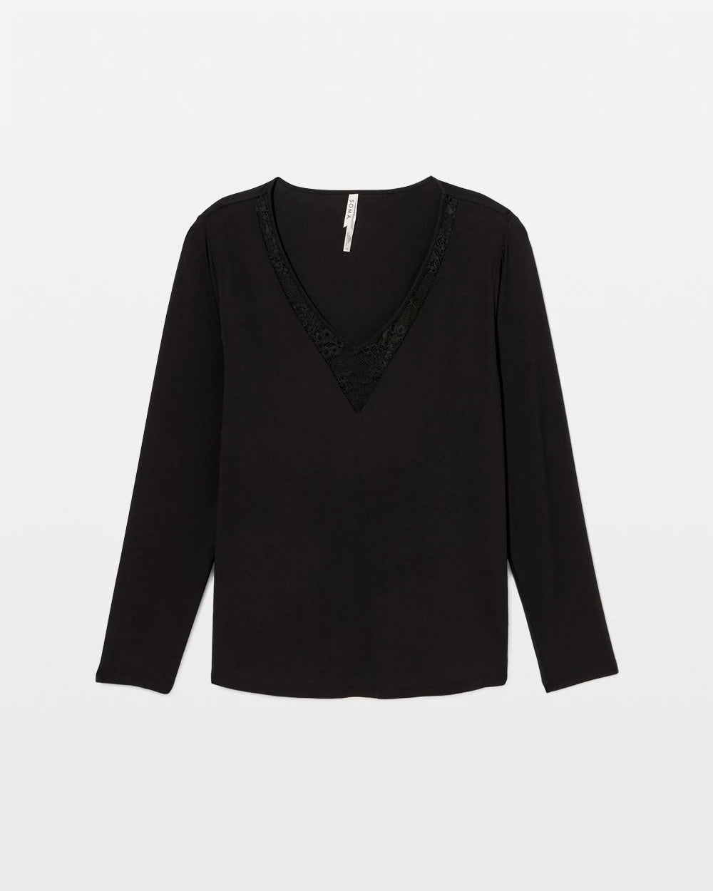 Lace Long Sleeve Pajama Top - BLACK | Soma Women