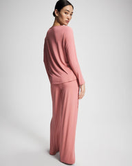 Lace Relaxed Wide Leg Pajama Pant - ANTIQUE PINK | Soma Women