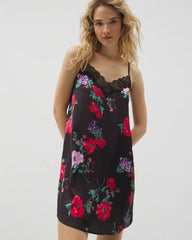 Lace Trim Chemise - RHAPSODY FLORA BLACK | Soma Women
