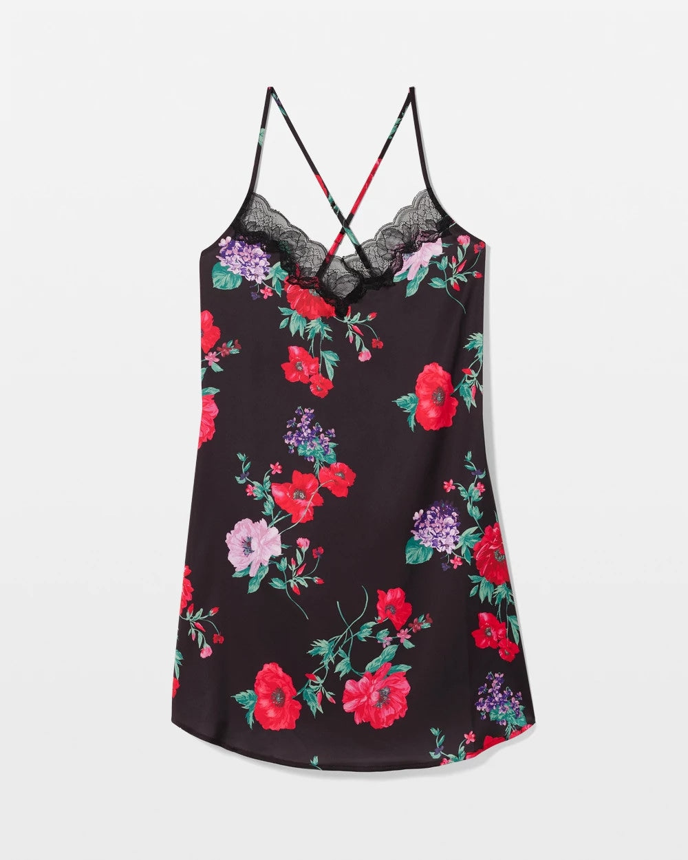 Lace Trim Chemise - RHAPSODY FLORA BLACK | Soma Women
