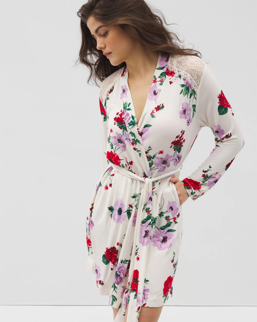 Short Robe With Lace - RHAPSODY FLORAL SUGAR | Soma Women