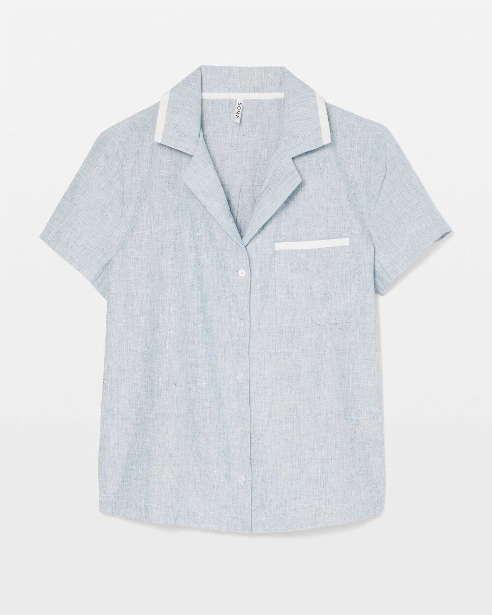 Short-Sleeve Notch Collar Pajama Top - IDYLLIC BLUE CROSSDYE | Soma Women