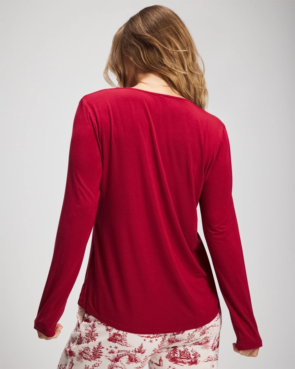 Classic Long Sleeve Pajama Top - PAINT THE TOWN RED | Soma Women