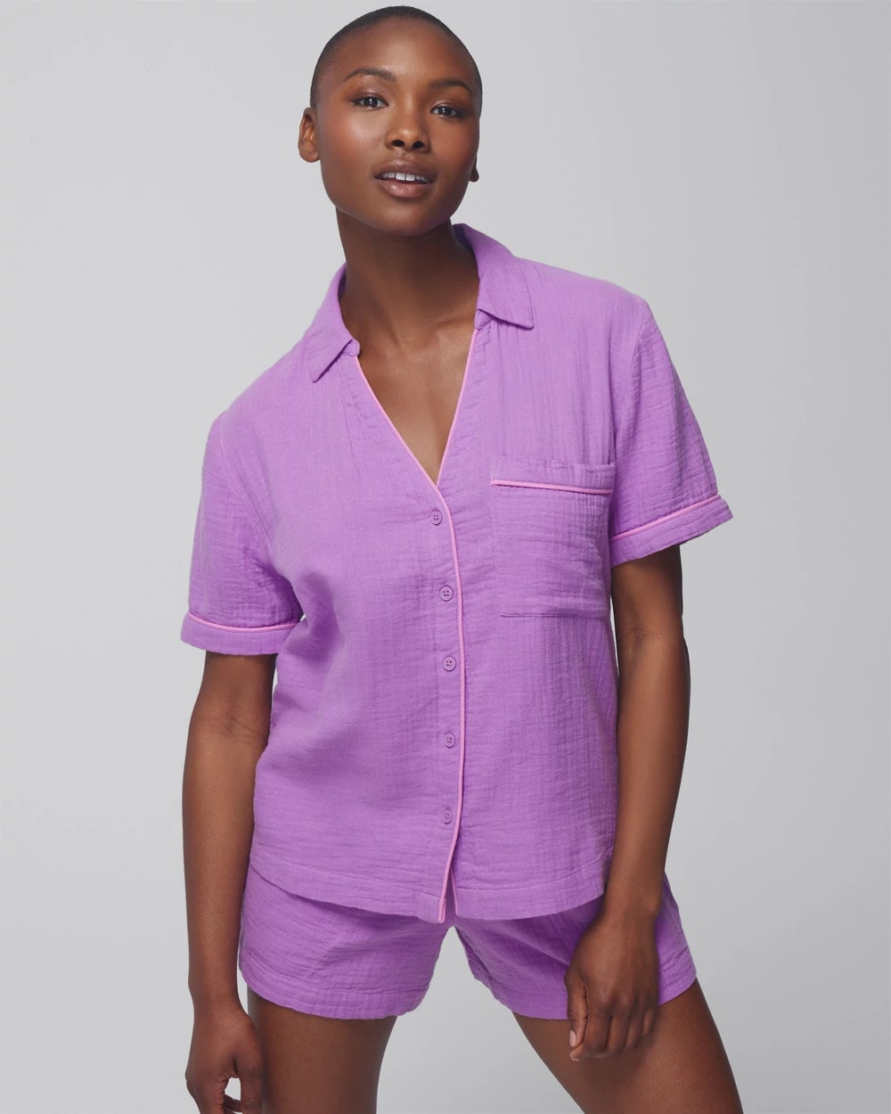 Short-Sleeve Pajama Top - AMETHYST ORCHID | Soma Women