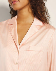 Long-Sleeve Notch Collar Pajama Top - PIN STRIPE VERTICAL PEACH | Soma Women