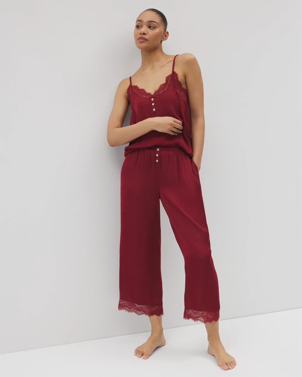 Lace Trim Crop Pajama Pant - FIRST KISS | Soma Women