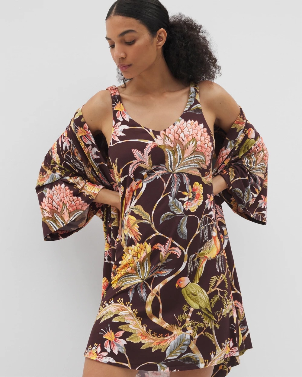 Shirred Strap Chemise - PARROT-DISO PLUME G PLUM | Soma Women