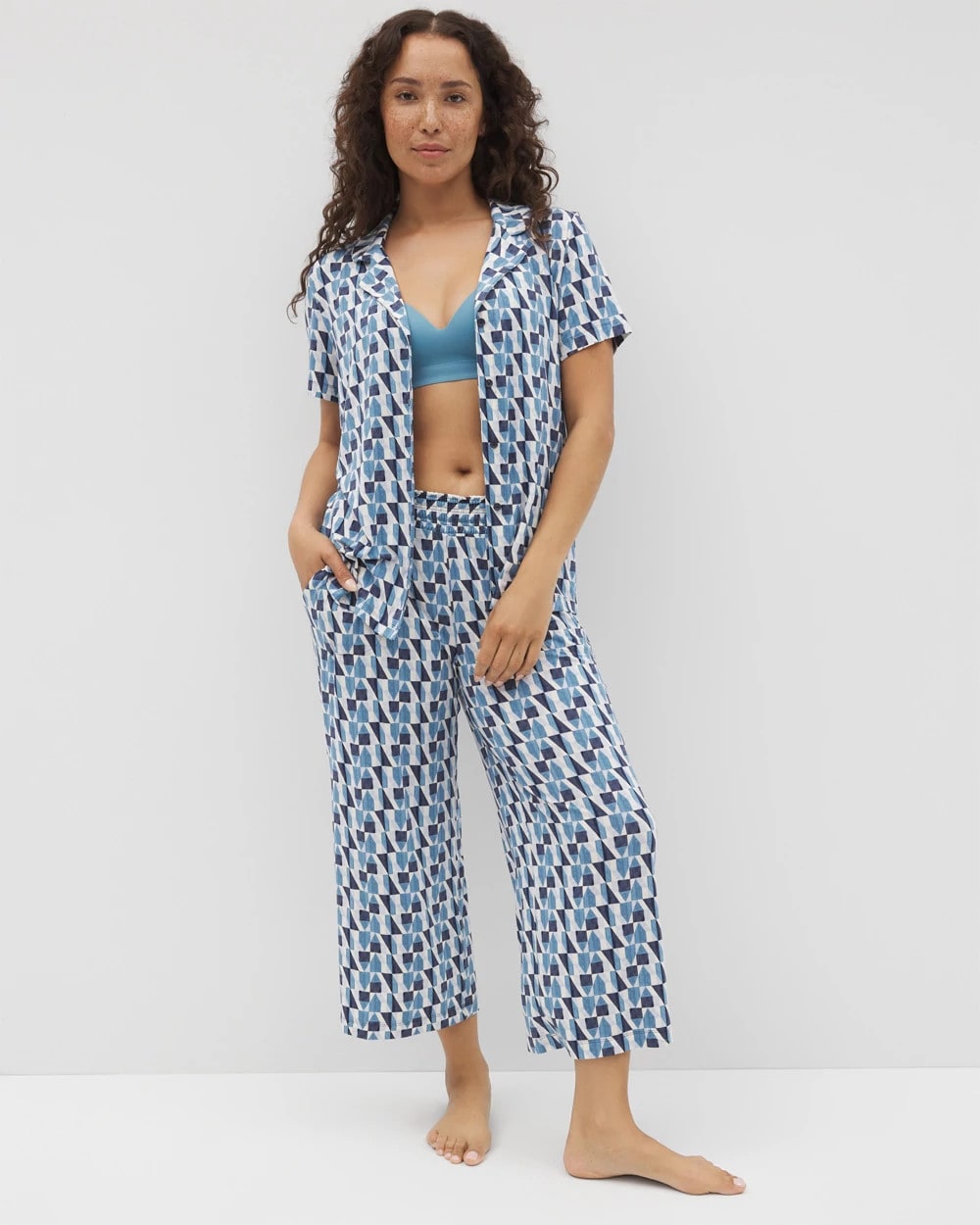 Cropped Pajama Pants - PRISM GEO MID NAVY | Soma Women