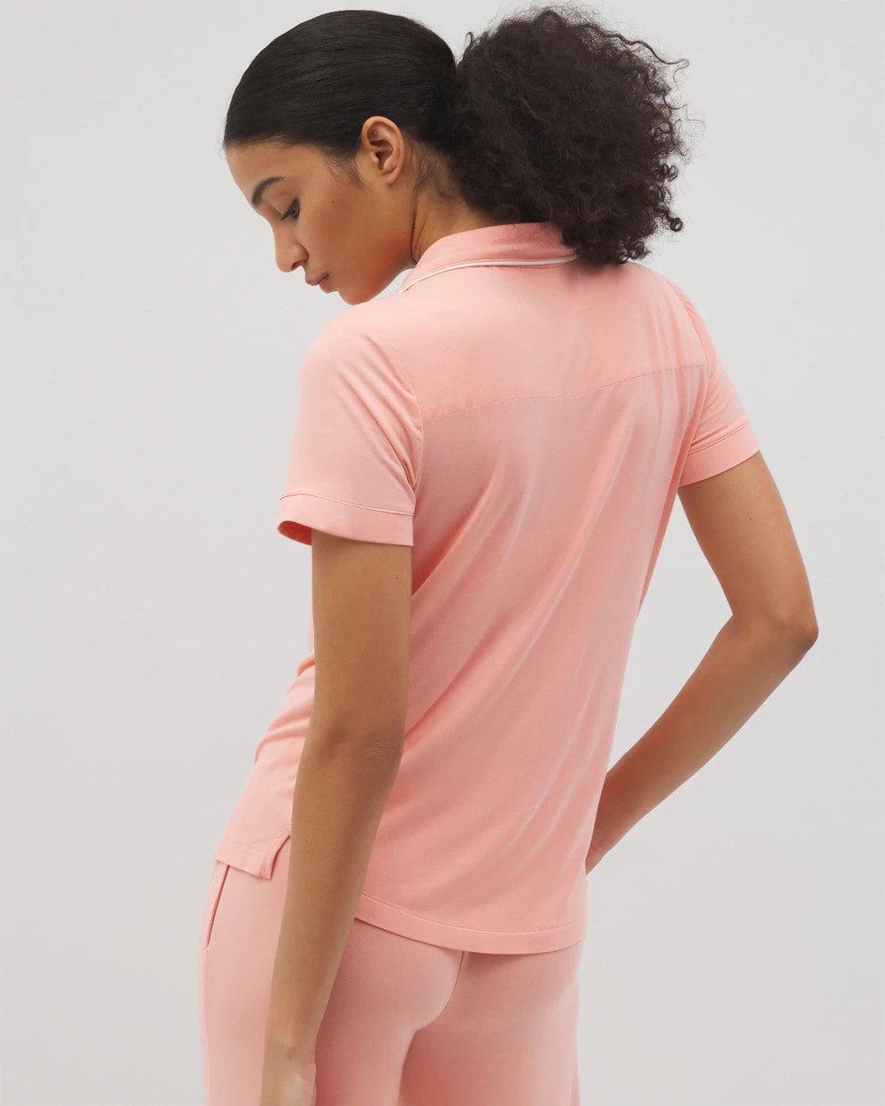 Solid Short Sleeve Notch Collar Pajama Top - PALOMA GLOW | Soma Women