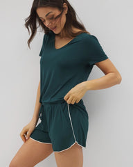 Solid Piped Pajama Shorts - DARK SEA | Soma Women