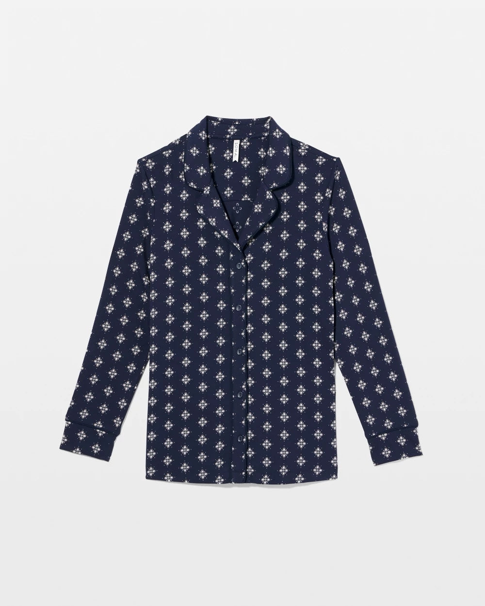 Long-Sleeve Printed Notch Collar Pajama Top - BELLE FOULARD NAVY | Soma Women