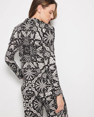 Long-Sleeve Printed Notch Collar Pajama Top - AMAZONIA TILE BLACK | Soma Women