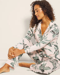 Long-Sleeve Printed Notch Collar Pajama Top - BLOOM BREEZE G SEPIA ROSE | Soma Women
