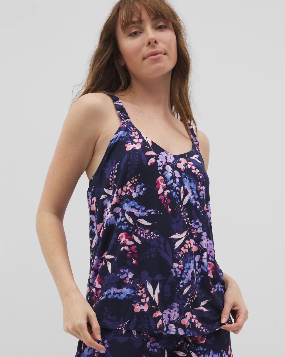 Mini Ruffle Pajama Cami - BLOOM BRIGHTLY NAVY | Soma Women