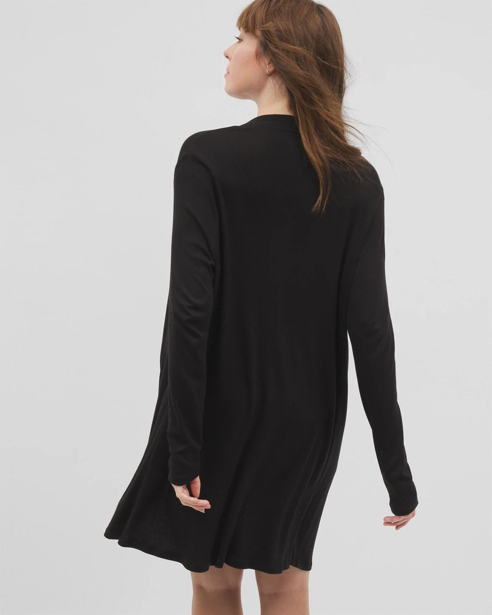 Lightweight Rib Knit Long Sleeve Wrap - BLACK | Soma Women