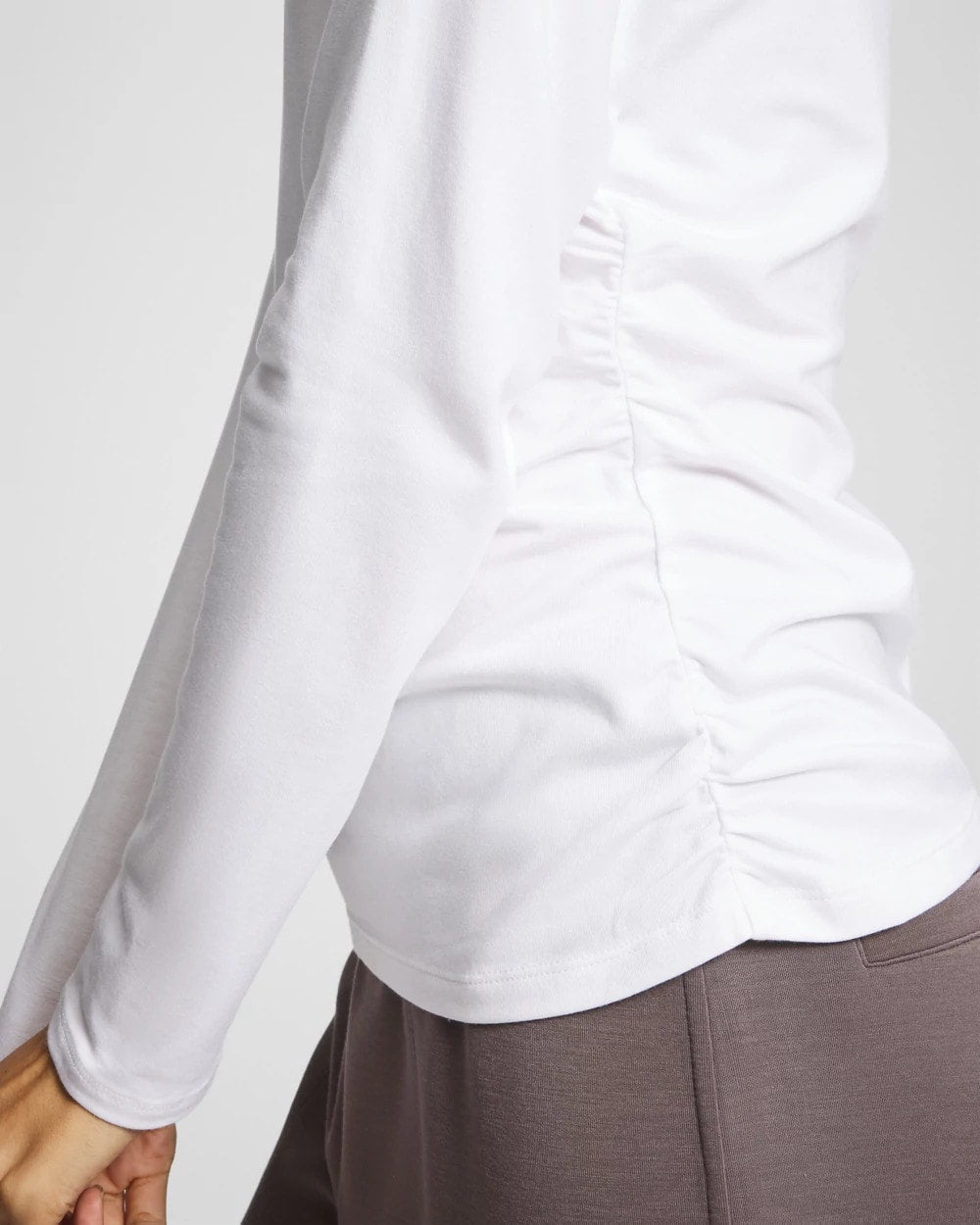 Ruched Long Sleeve Pajama Tee - OPTIC WHITE | Soma Women