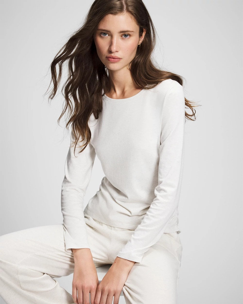 Ruched Long Sleeve Pajama Tee - HEATHER CRYSTAL | Soma Women