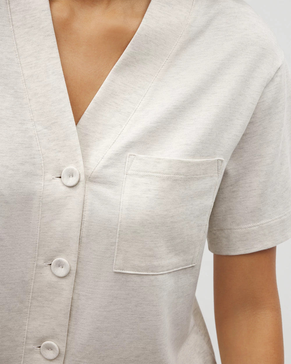 Button-Front Pajama Tee - HEATHER CRYSTAL | Soma Women