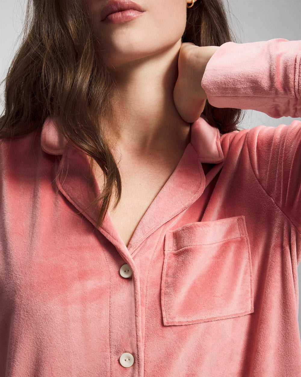 Long-Sleeve Notch Collar Sleepshirt - ANTIQUE PINK | Soma Women