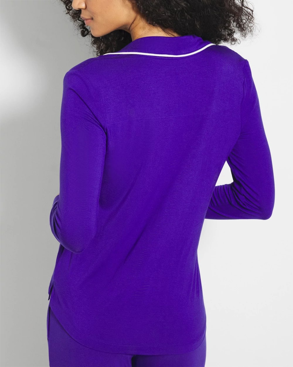 Long-Sleeve Notch Collar Pajama Top - PASSIONFLOWER | Soma Women
