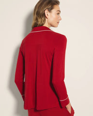 Long-Sleeve Notch Collar Pajama Top - PAINT THE TOWN RED | Soma Women