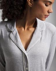 Long-Sleeve Notch Collar Pajama Top - HEATHER OPAL GRAY | Soma Women