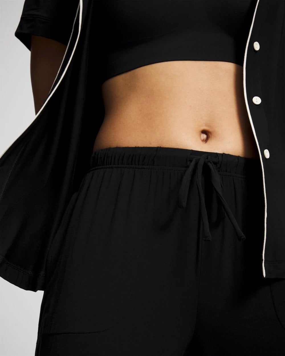 Solid Piped Pajama Pants - BLACK | Soma Women