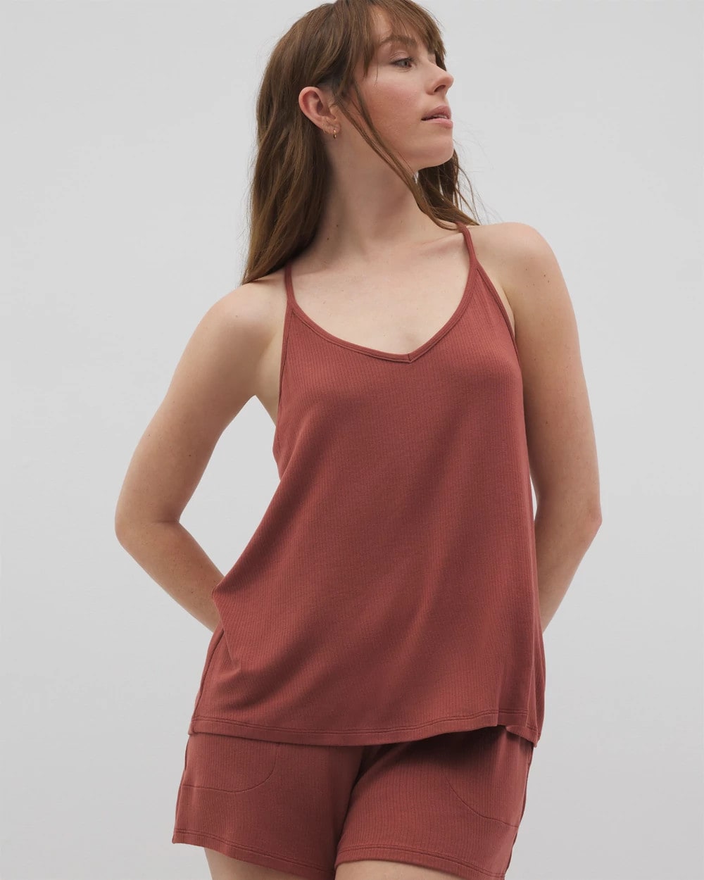 Lightweight Rib Knit Pajama Cami - SPICED MAHOGANY | Soma Women