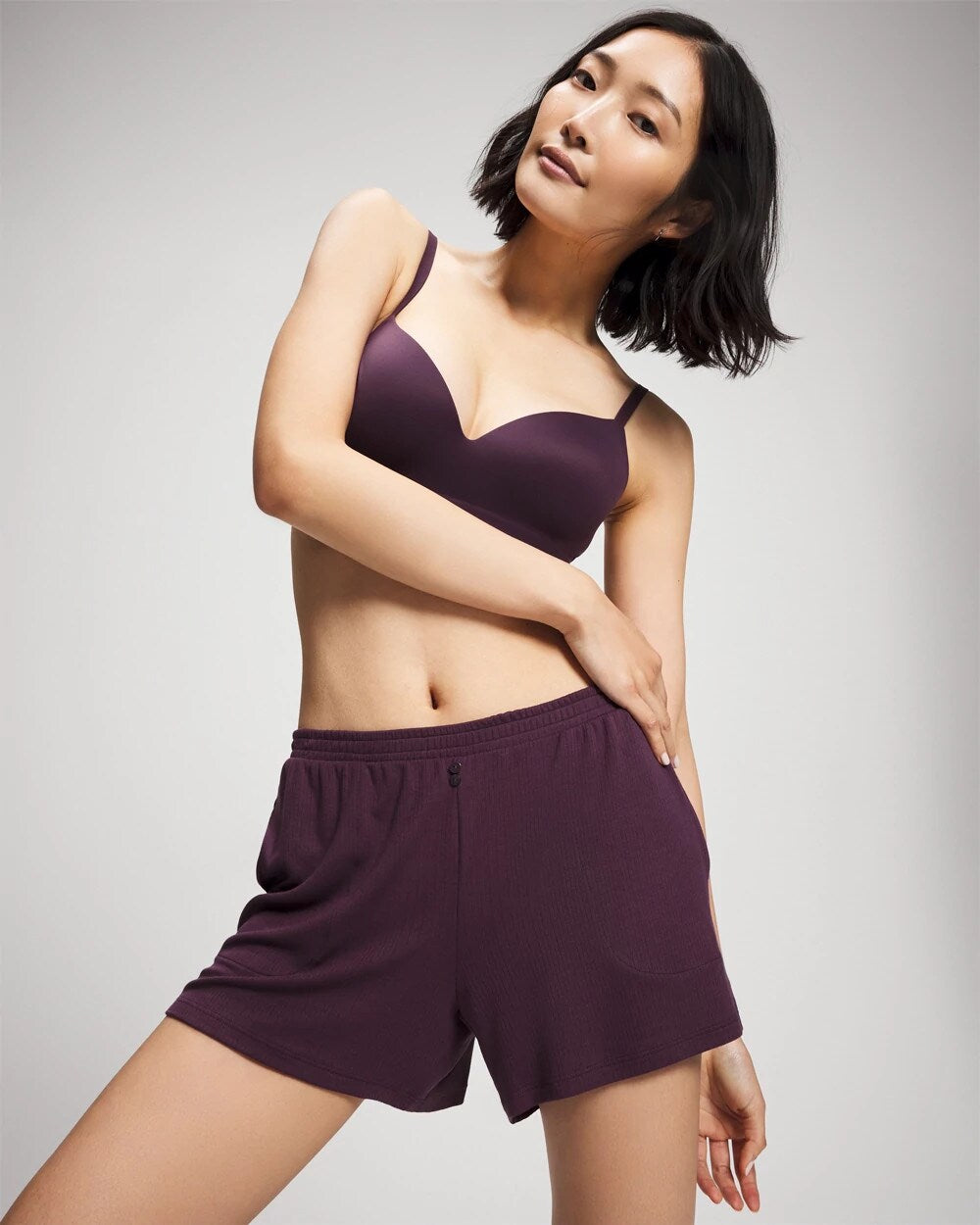 Lightweight Rib Knit Pajama Shorts - PLUM PERFECT | Soma Women