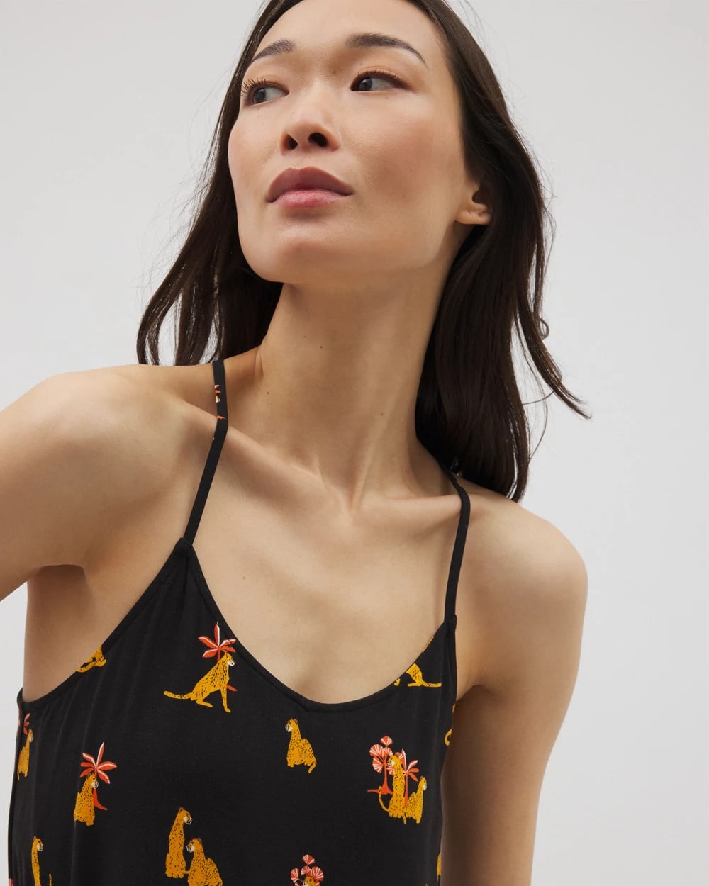 Strappy Sleepshirt - FELINE FUN MID BLK | Soma Women