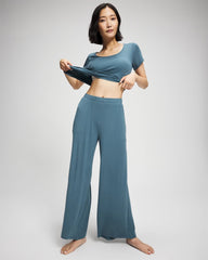 Lightweight Rib Knit Wide Leg Pajama Pants - TAPESTRY | Soma Women