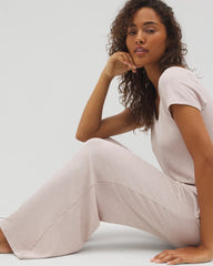 Lightweight Rib Knit Wide Leg Pajama Pants - HEATHER BARELY THERE | Soma Women