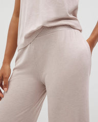 Lightweight Rib Knit Wide Leg Pajama Pants - HEATHER BARELY THERE | Soma Women