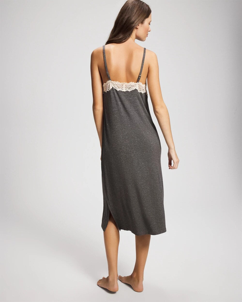 Lace Trim Chemise - CHARCOAL HEATHER W/ SHINE | Soma Women