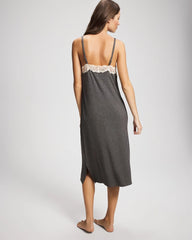 Lace Trim Chemise - CHARCOAL HEATHER W/ SHINE | Soma Women