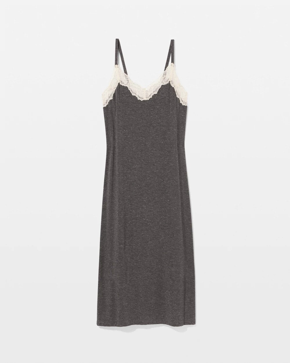 Lace Trim Chemise - CHARCOAL HEATHER W/ SHINE | Soma Women