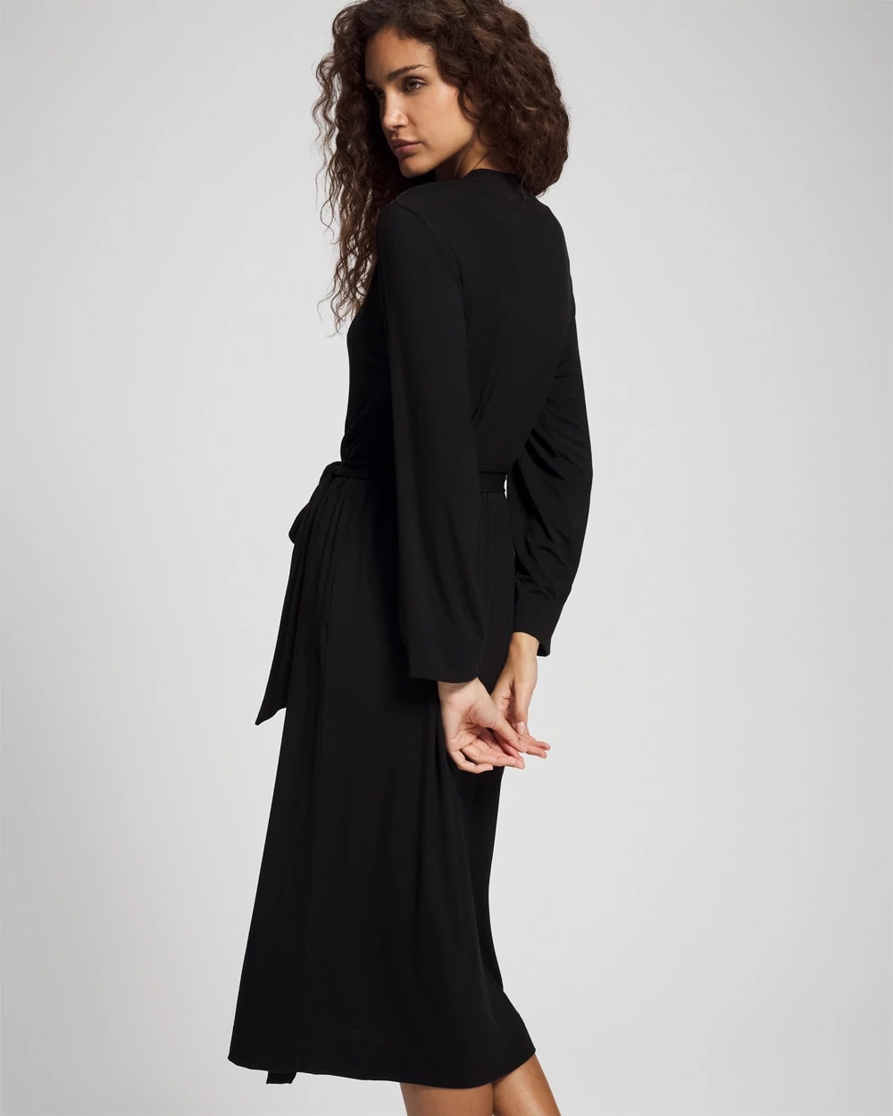 Long Robe with Lace - BLACK | Soma Women