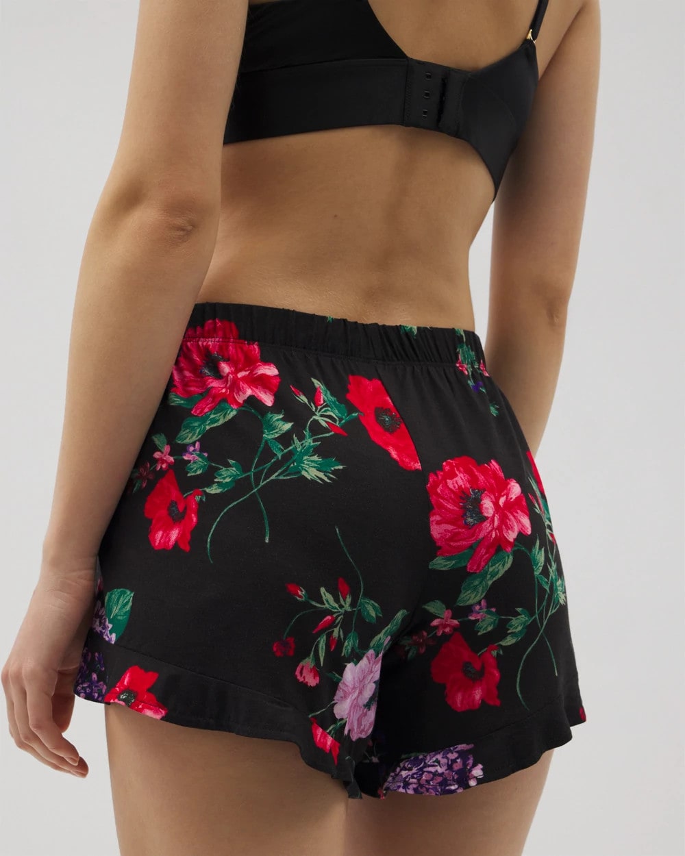 Ruffle Pajama Shorts - RHAPSODY FLORA BLACK | Soma Women