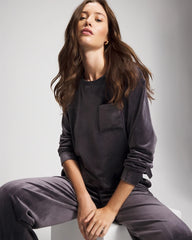 Velour Crewneck Sweatshirt - GRAY INK | Soma Women