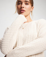 Mix Stitch Crew Neck Sweater - PARCHMENT | Soma Women