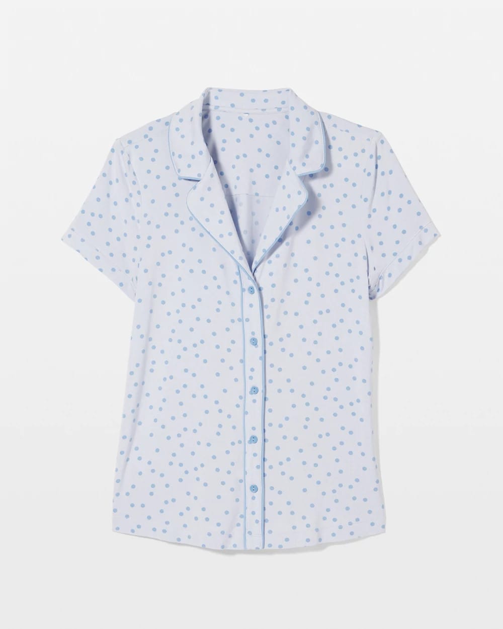Piped Short Sleeve Notch Collar Pajama Top - MERRY DOT OCEAN AIR | Soma Women